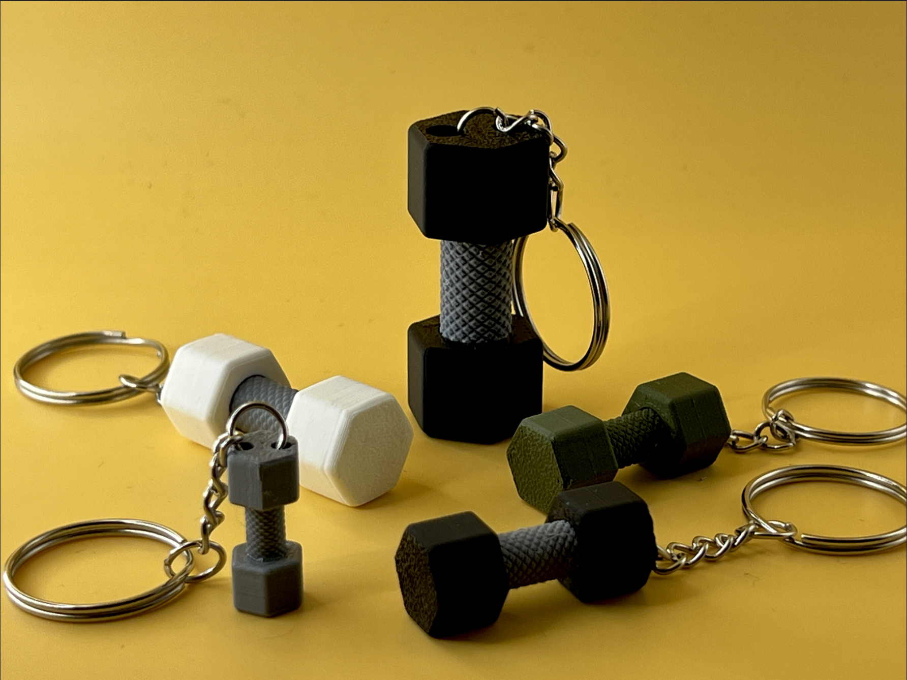 Gym dumbbell keychain